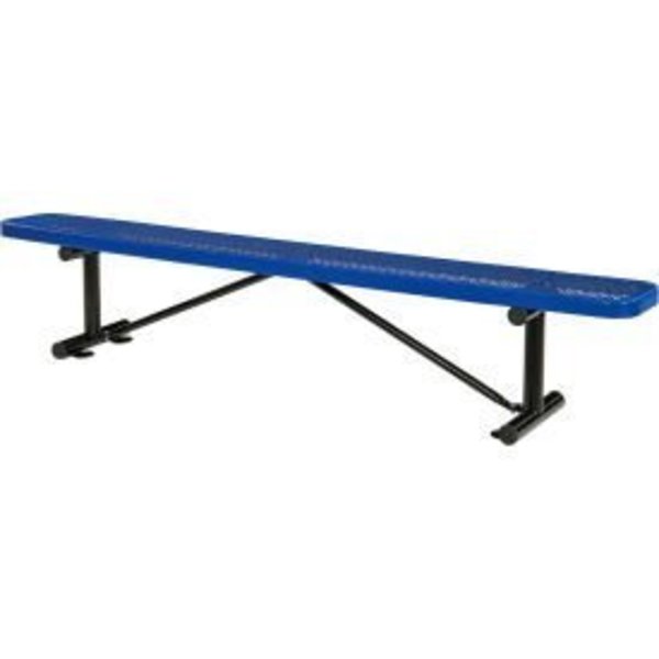 Global Equipment 8 ft. Outdoor Steel Flat Bench - Expanded Metal - Blue 277157BL